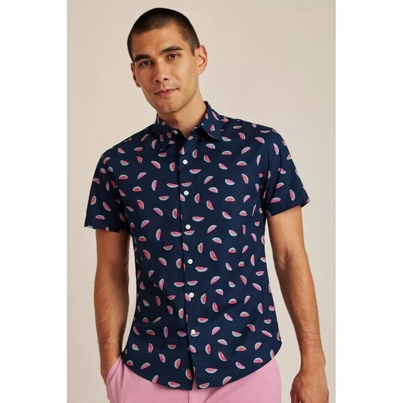 Bonobos Riviera Short Sleeve Men's Shirt Printed Athletic Fit XS NEW 269635